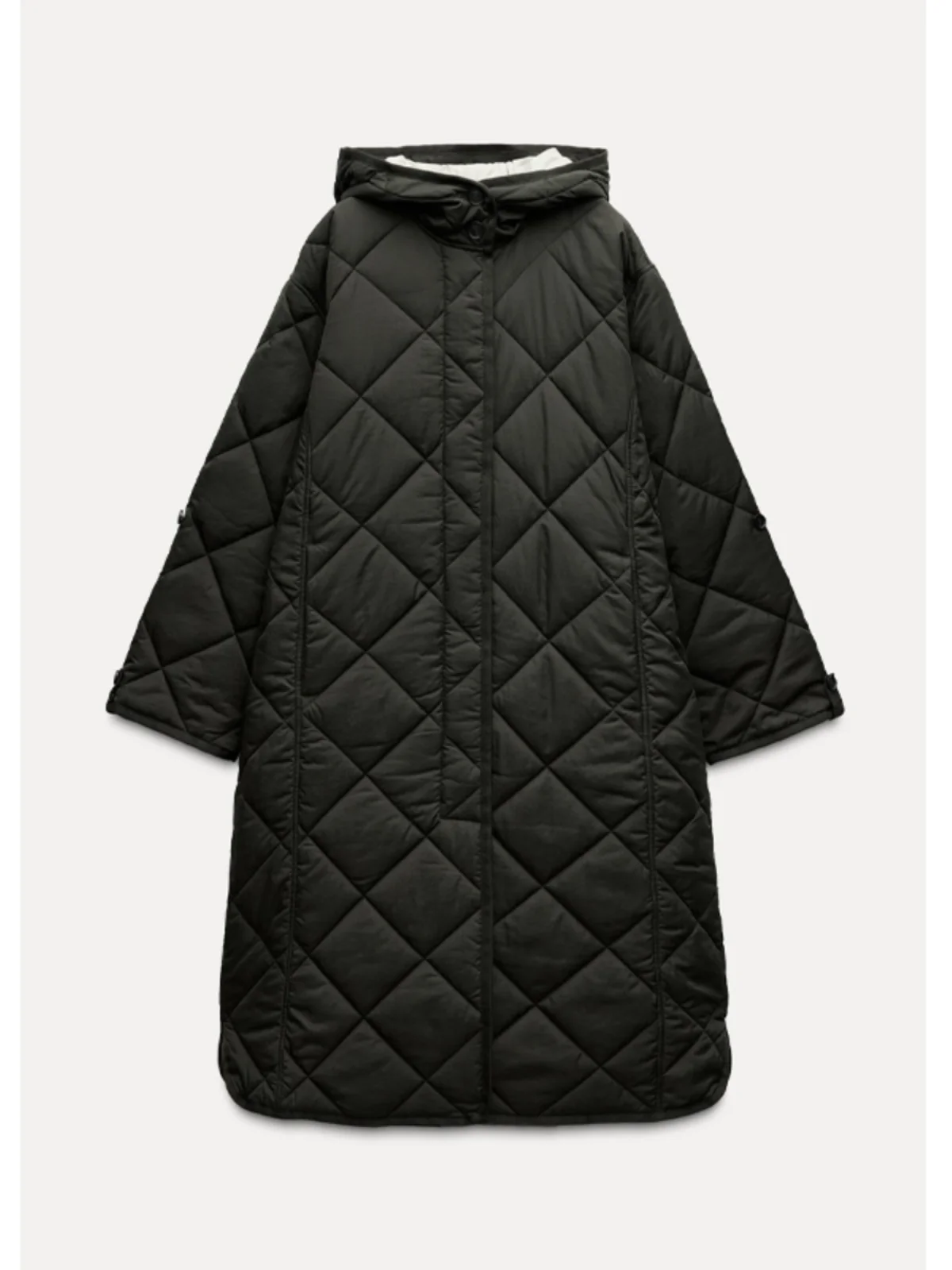 Neuer Lässiger Komfortabler Langer Baumwoll-Mantel für den Winter, Locker Geschnittener Kapuzenmantel mit Gerippten Dekorativen Details, Verdickter Pendler-Mantel für Damen