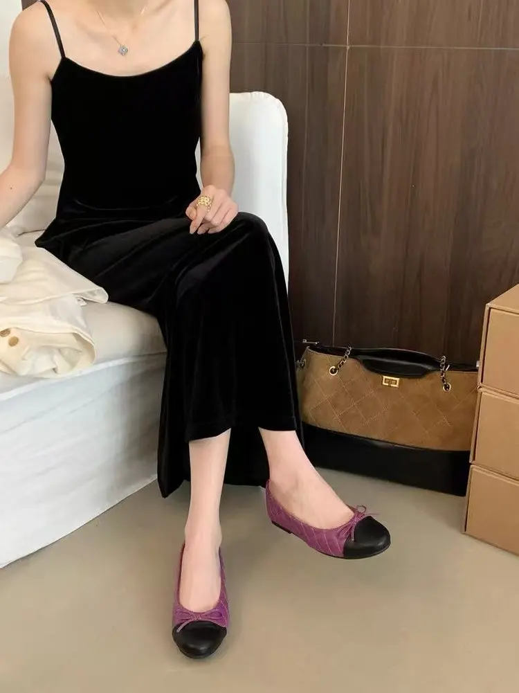 Zweifarbige Damen-Loafer mit Schleife und flachem Absatz, zum Hineinschlüpfen, runde Zehenpartie, bequeme Vintage-Schuhe für Büro, Alltag, Party – Detail 13