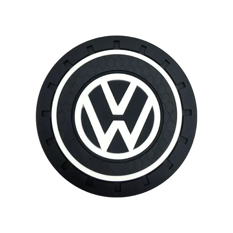 Car Logo Coaster Water Cup Seat Cushion Anti Slip Pad For Volkswagen VW Golf-6 7 4 5 POLO Passat B5 B6 B7 T4 T5 Tiguan Jetta Gol