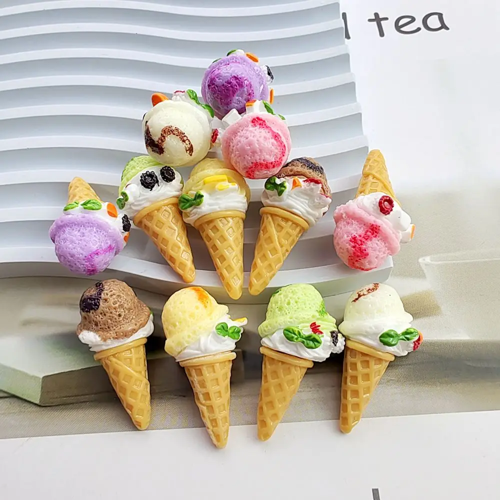 

100pcs Resin 3D Ice Cream Dessert Cabochon Simulation Food Art Supply Embellishment Mini Decoration Gifts Dollhouse Accessories