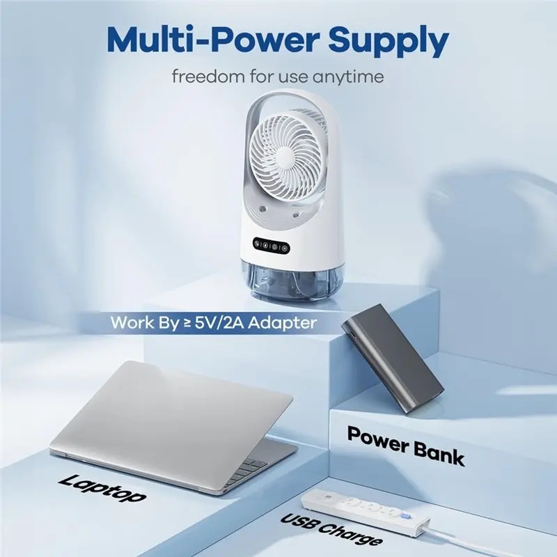 【EXCLUSIVE】Portable Air Conditioners, 3In1 Personal Air Conditioner,USB Mini Air Cooler With 400ML Water Tank For Bedroom, Offic