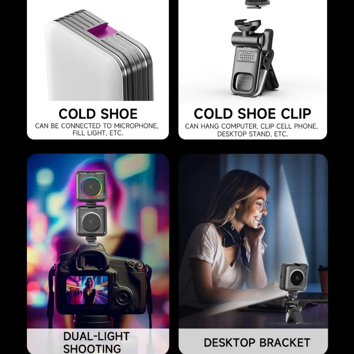 ZlICOYO Mini lekki telefon RGB Lighting Studio Light |   oświetlenie statywu |   10 trybów dynamicznych + regulacja RGB