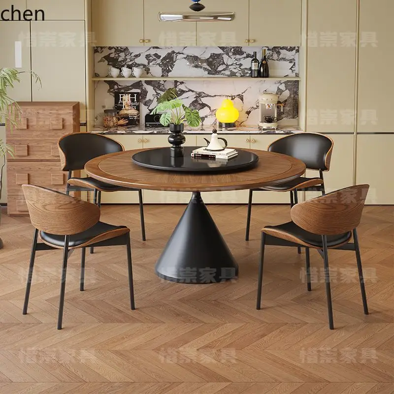 CZ 프렌치 빈티지 스타일 원형 테이블 화이트 애쉬 우드 다이닝 테이블 및 의자 세트 가정용 소형 아파트 인레이드 원형 다이닝 테이블