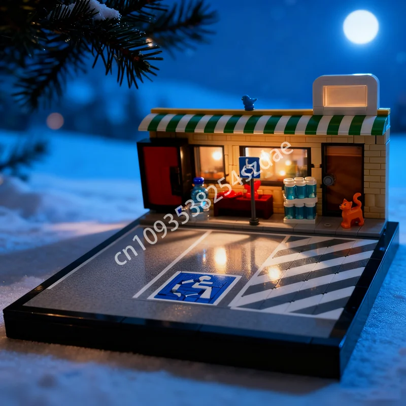 

653 шт. MOC стояночная зона для инвалидов, диорама, городская модель, строительные рождественские подарки, блоки, игрушки, архитектура, идея «сделай сам», образовательный кирпич