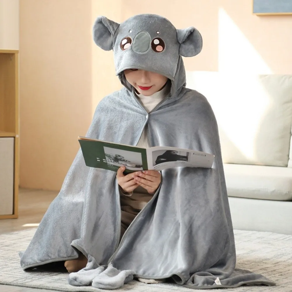 

Versatile Warm Hooded Nap Blanket Cozy Soft Air Conditioning Blanket Comfortable Folding Shawl Blanket Home