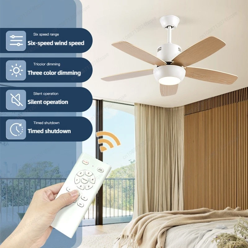 42/48 Inch 5-Blade Forward And Reverse Silent Motor Timer Remote Control With Light Fan Suitable For Dining Room And Living Room
