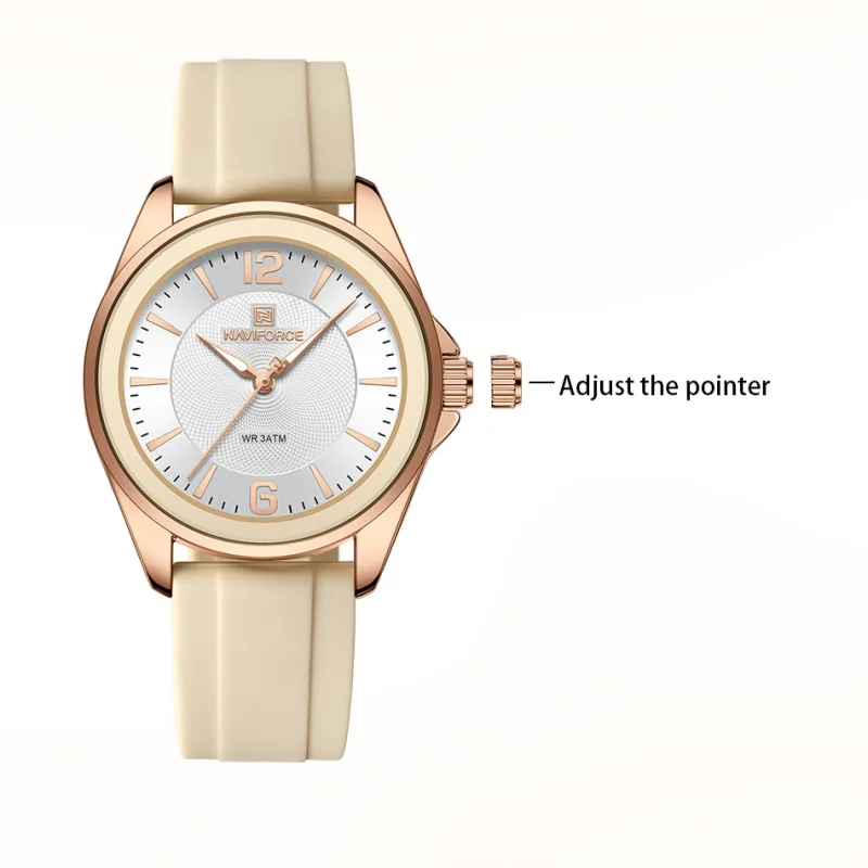 NAVIFORCE NF5068 Simple Ladies' Watches Casual Quartz Silicone Strap Luminous 3ATM Waterproof Watch