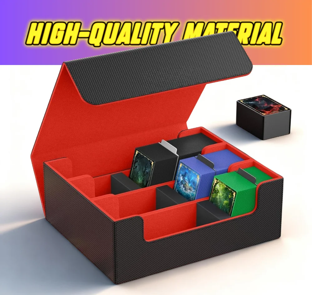 Sammelkarten-Aufbewahrungsbox, für 1800+ Karten mit Hüllen, Magnetverschluss PU-Leder Deckbox für MTG Pokemon YuGiOh Sportkarten Organisation – Detail 1