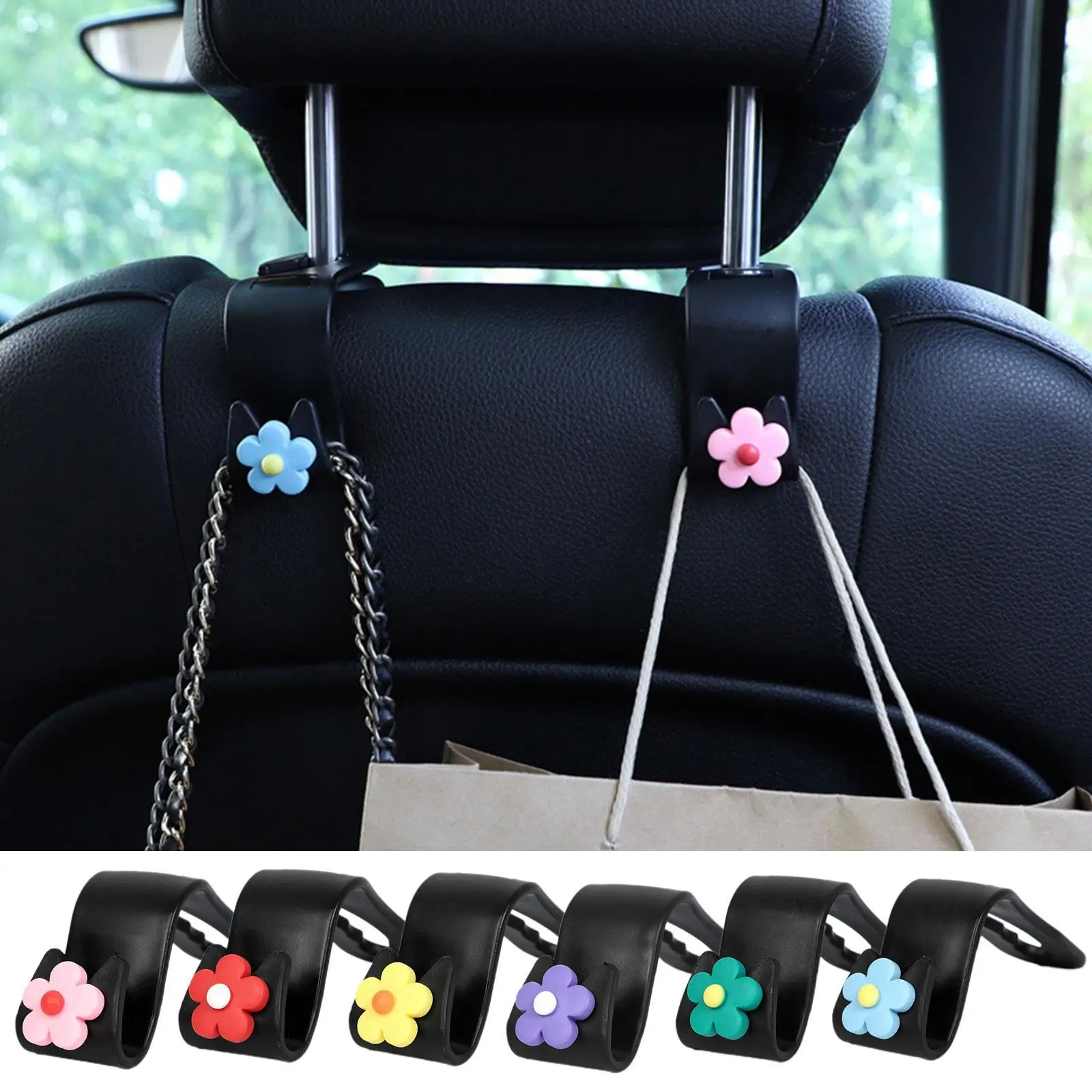 Multifunctional Flower Shape Car Hook Cute Car Seat Back Creative Storage Hook Car Decoration Products