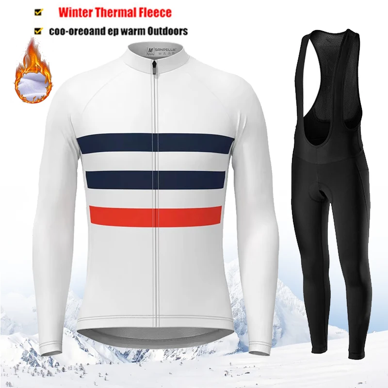 

Winter Cycling Jersey Set Men Warm Bib Pants Thermal Fleece Bicycle Clothing Road Bike Shirt MTB Uniform Ropa Ciclismo 2026