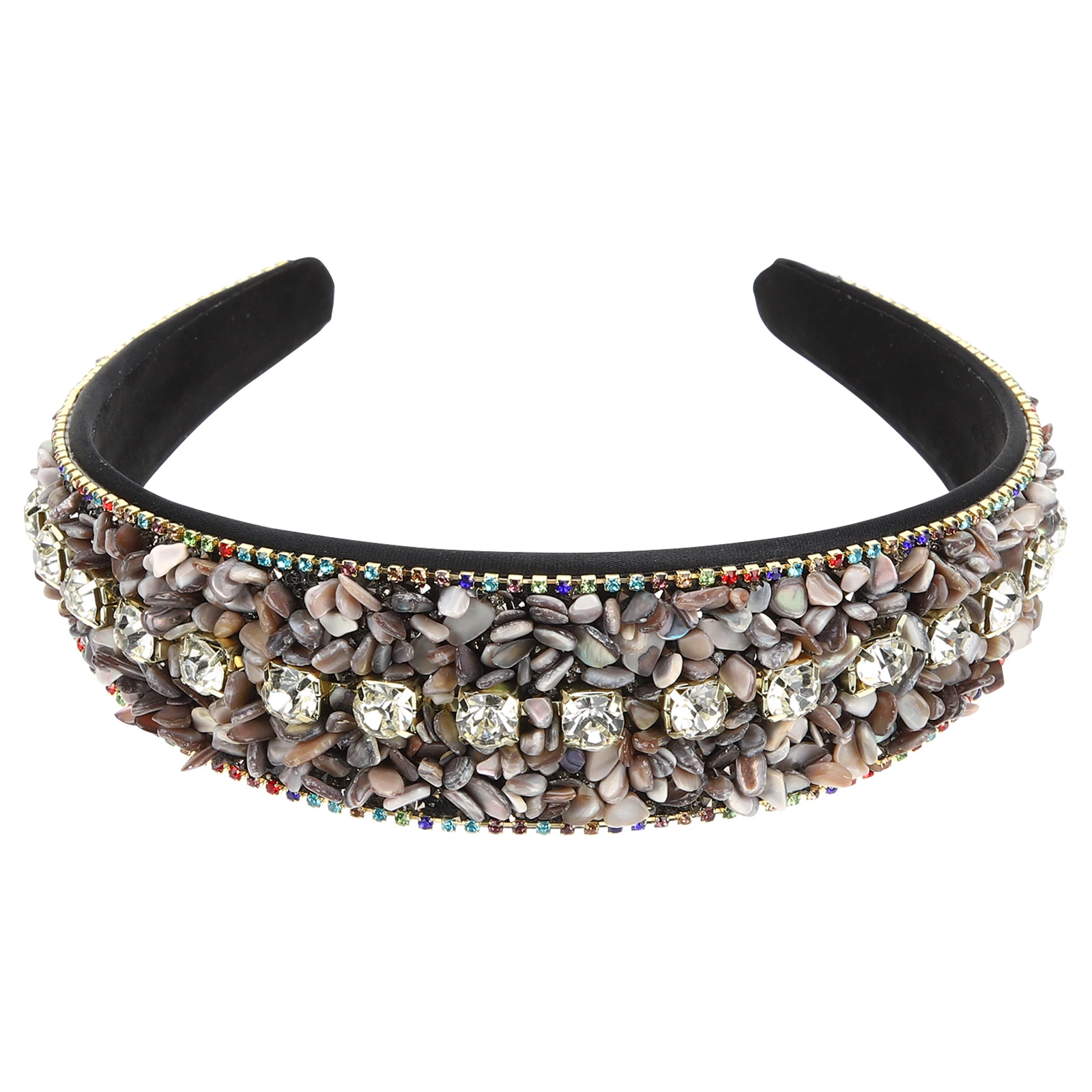 

Charming Trendy Rhinestone Turquoise Headband For Women Sparkling Wide Padded Statement Fashion Hair Accessories Party Wedding