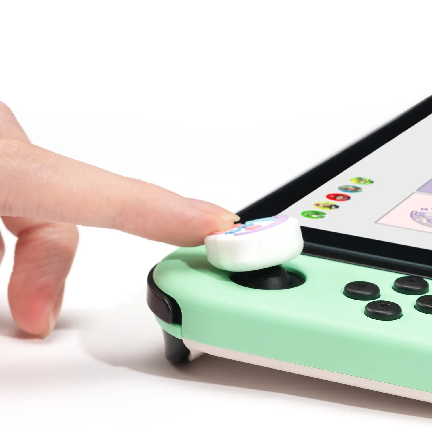 Geekshare kawaii polegar grip caps para nintendo switch silicone protetor joystick casps 4 pçs bonito aperto capa para interruptor oled