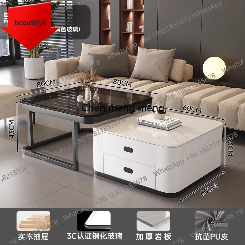 

A46 Elegant Design Coffee Table Simple Glam Vintage Premium Side Table Creative Storage Coffee Mesas Living Room Furniture