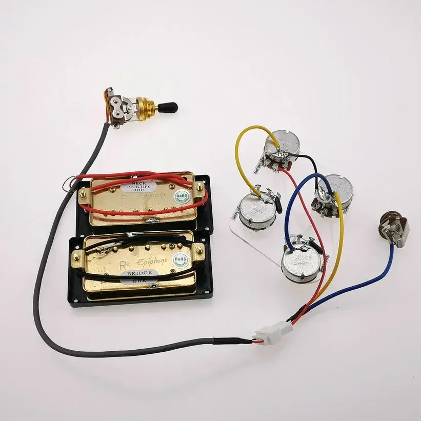 Hot Sale-1 Set Original  Standard  Electric Guitar Humbucker Pickup Golden cover With Wiring Harness MADE IN KOREA