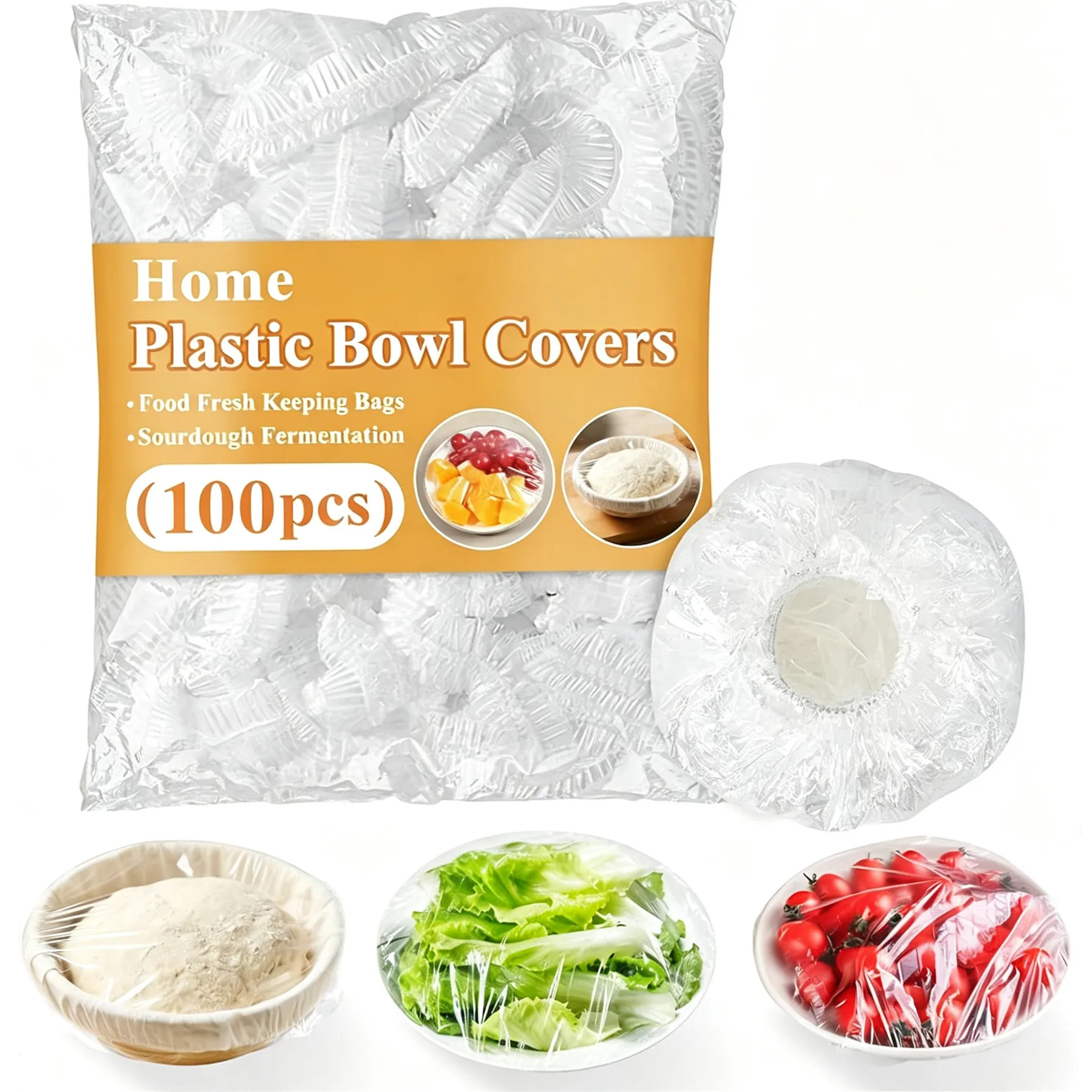 100pcs Bowl Covers Bread Proofing Plastic Wrap for Food Bread Baking Rising Elastic Reusable Shower Cap Hair Deep Conditioning