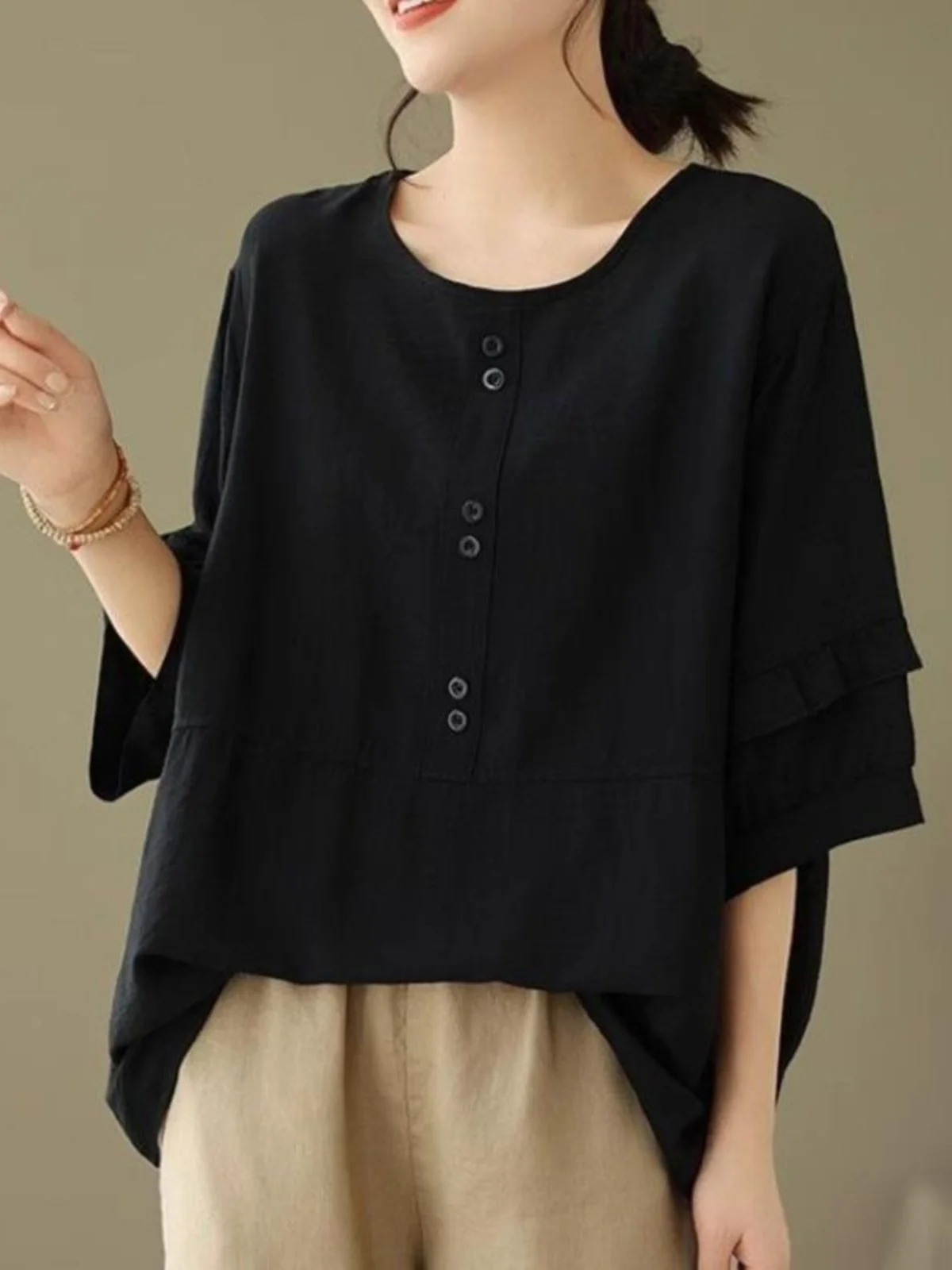 

Новинка 2025, ленивый хлопковый льняной женский летний тонкий свободный утягивающий топ ort Sve, универсальный топ больших размеров, женская модная одежда