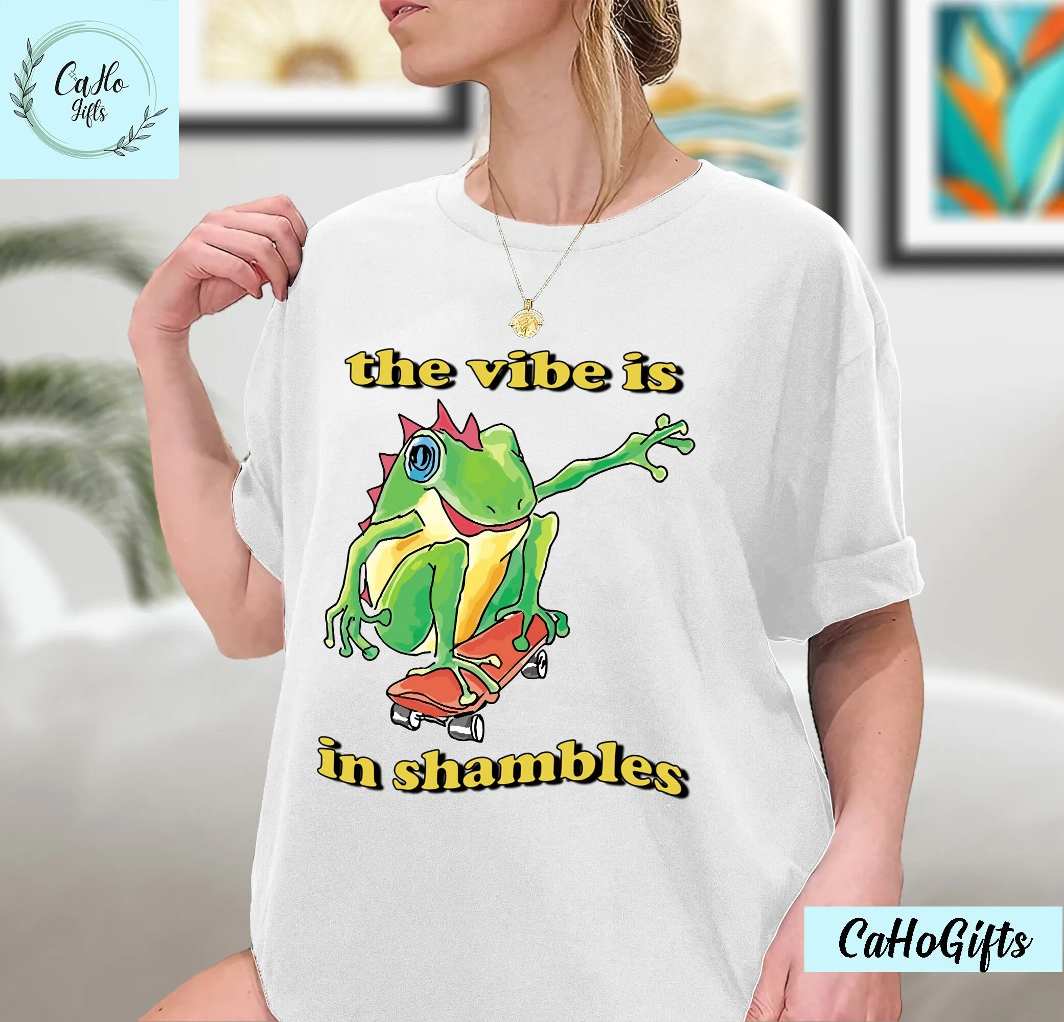 The Vibe Is In Shambles T Shirt Meme Frog Viral Funny Quotes Sweat