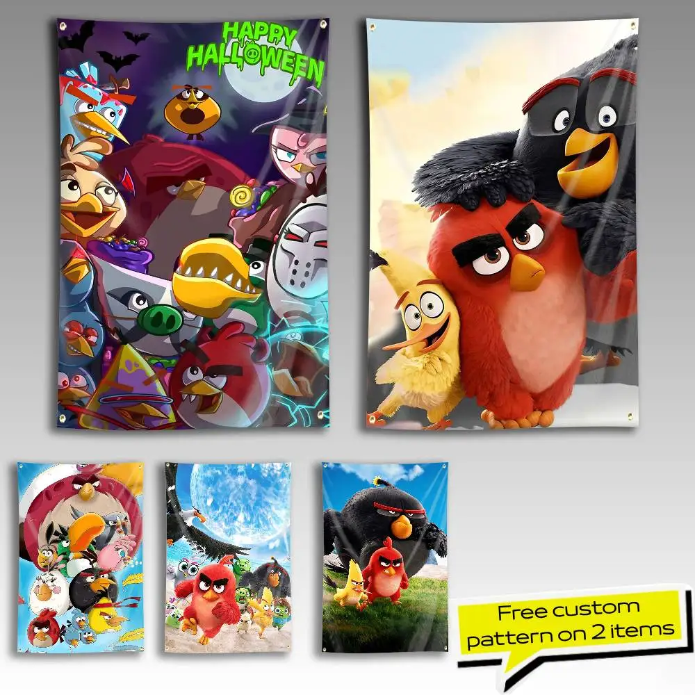 The A-Angry Film Birds-S Flag Tapestry Banner for Bedroom Living Room Outdoor Camping Custom Supported