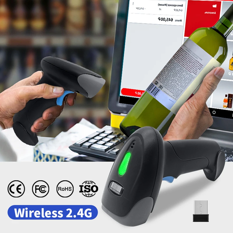 

659W Supermarket Check Scanner Handheld Wireless For Bluetooth 1D 2D Barcode Reader With USB & COM Interface Price Gun