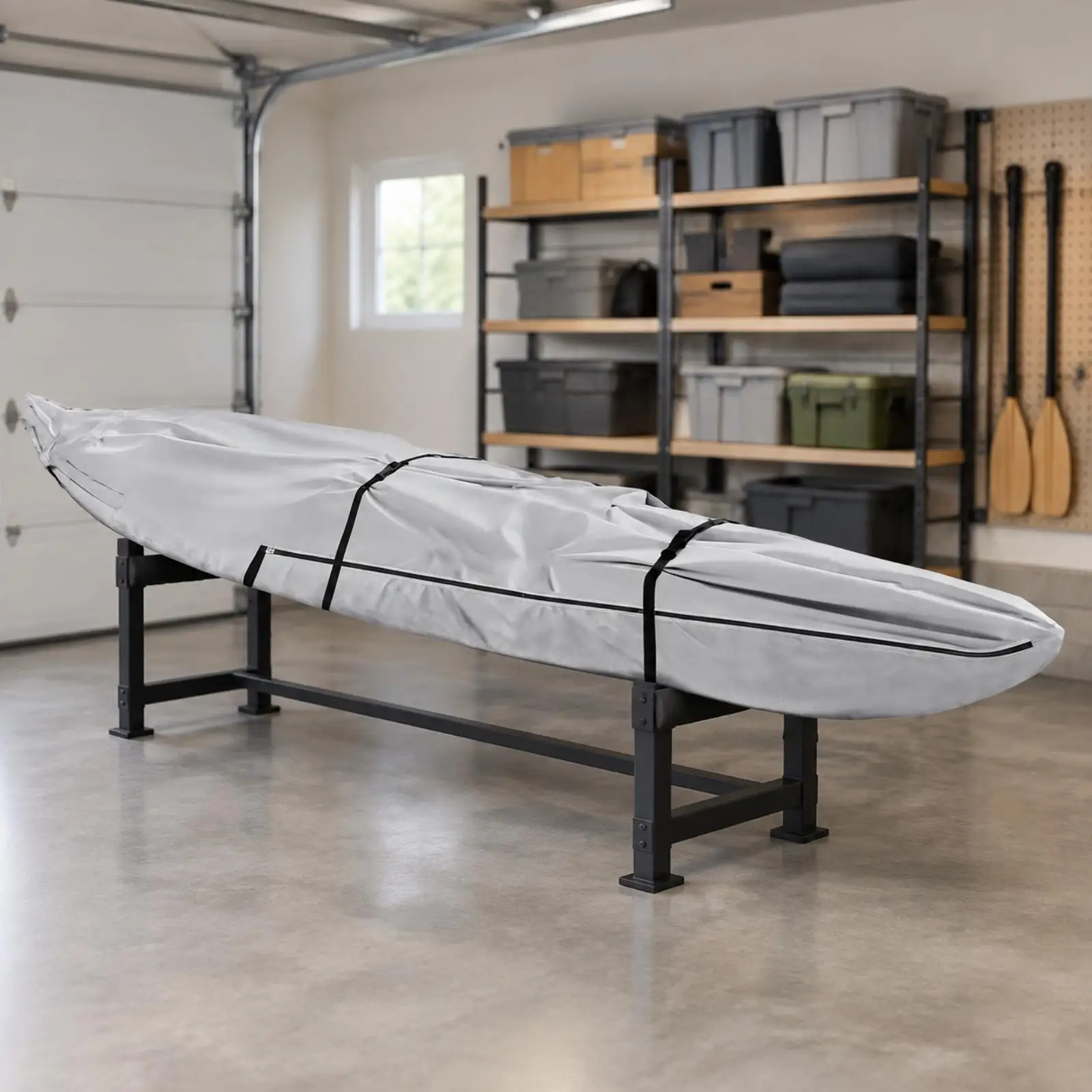 Waterproof Surfboard Cove Kayak Cover 420D Oxford Cloth Dustproof Boat Protector with Full Length Zipper for Transport