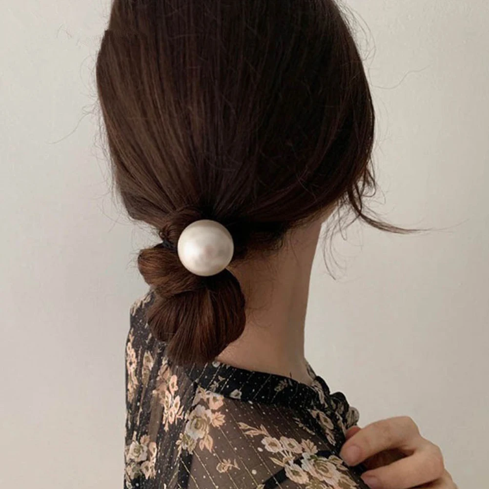 6 szt. Gumek do włosów z perłami, elastyczne sznurki dla kobiet, do włosów cienkich, grubych i kręconych, bezszwowe gumki do kucyków, akcesoria do włosów warkoczy.