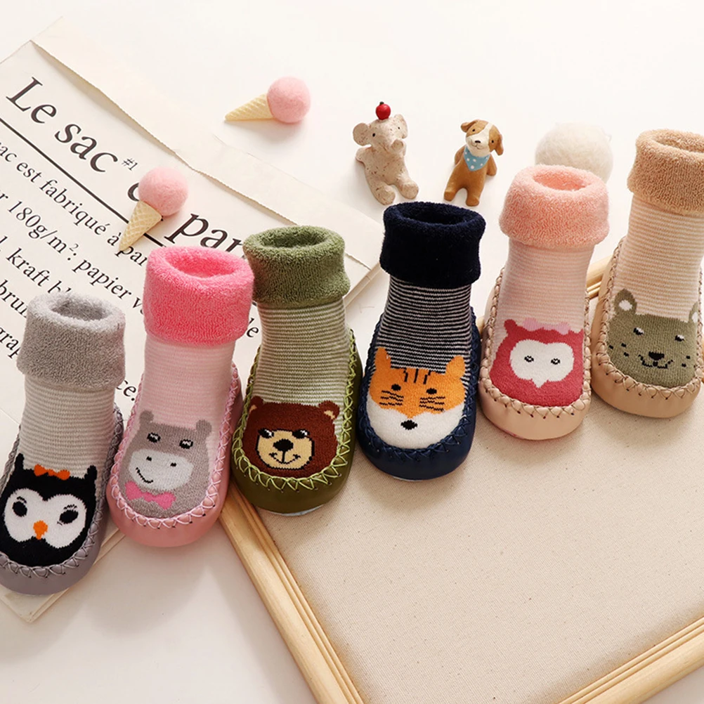 

Cotton Cartoon AntiSlip Socks Kids Toddler Learning Walking Socks Infant Baby Socks Pink Hippo Pattern 14cm