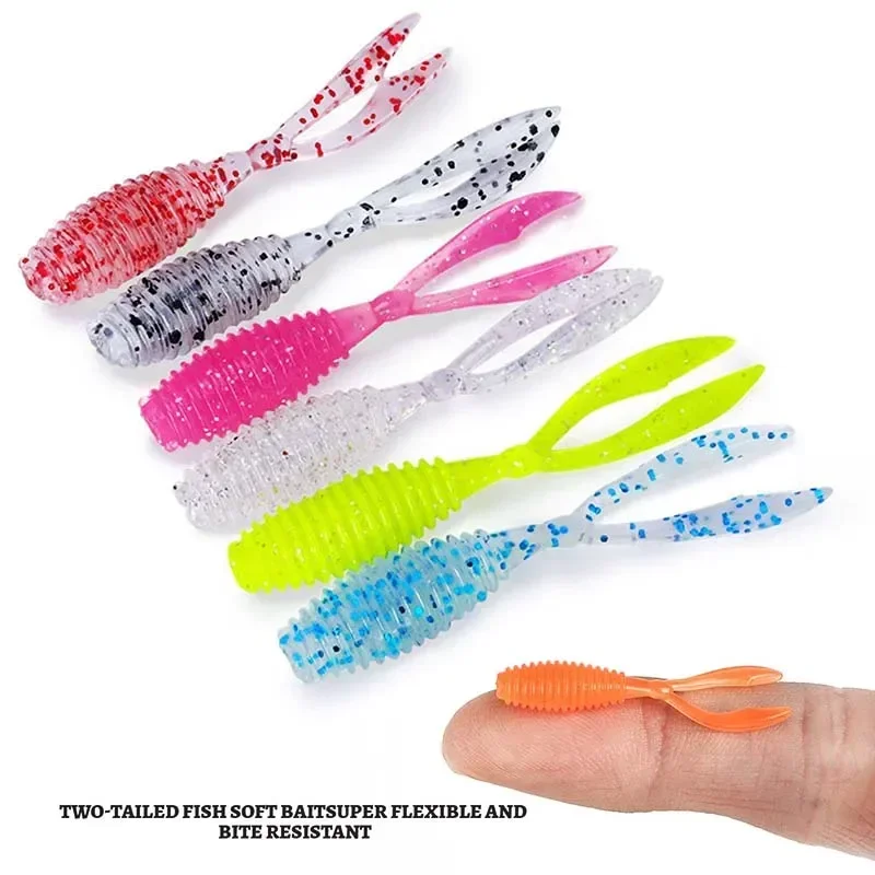 10pcs/lot Fishing Soft Lures Rockfish 35mm 0.4g Swimbait Split Tail Silicone Artificial Wobbler Jigging Jerkbait Shad Worm Bait