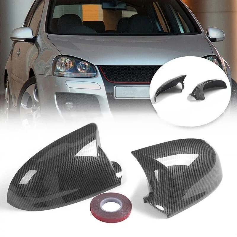 

Car Rearview Side Mirror Cover Sticker Wing Cap Exterior Door Case Trim Carbon Fiber For VW Volkswagen Golf MK5 GTI R 2003-2009
