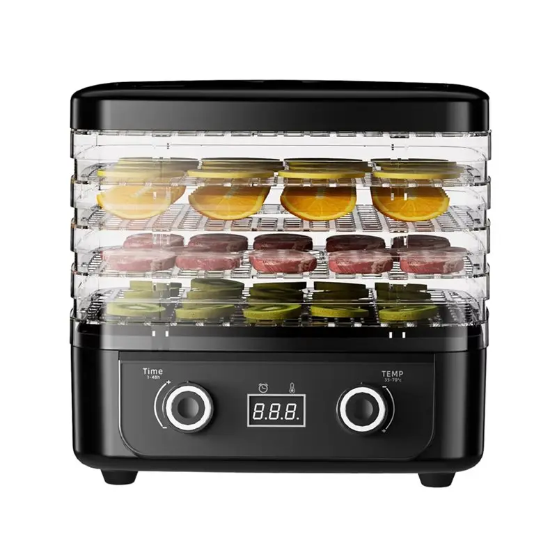 B01C-Adjustable Timer& Temperature For Fruits 5-Tier 160W Food Dehydrator Machine For Vegetables Herbs Meat Jerky Dryer
