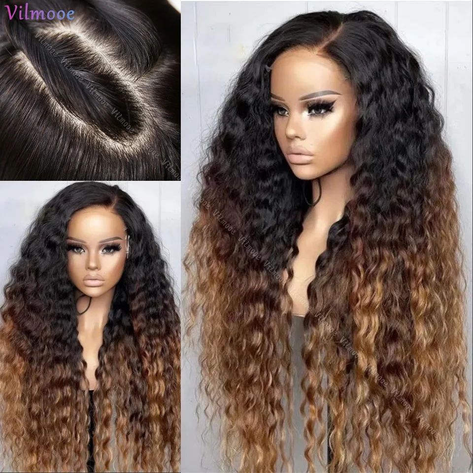 HD Transparent Highlight 13x4 Scalp Cap Lace Front Curly Wigs For Women Honey Blonde Human Hair Wig Kinky Curly Lace Closure Wig