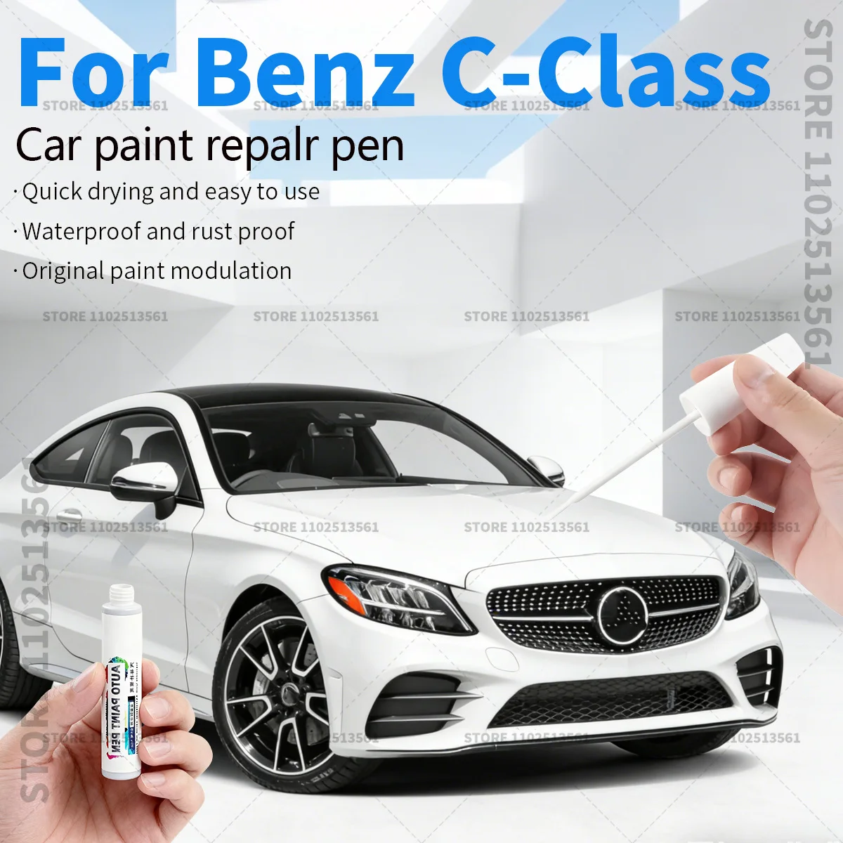 Paint Repair Pen Touch Up Scratch Remover DIY Auto Accessories For Mercedes Benz C-Class 1993-2025 W204 W205 W206 Black White