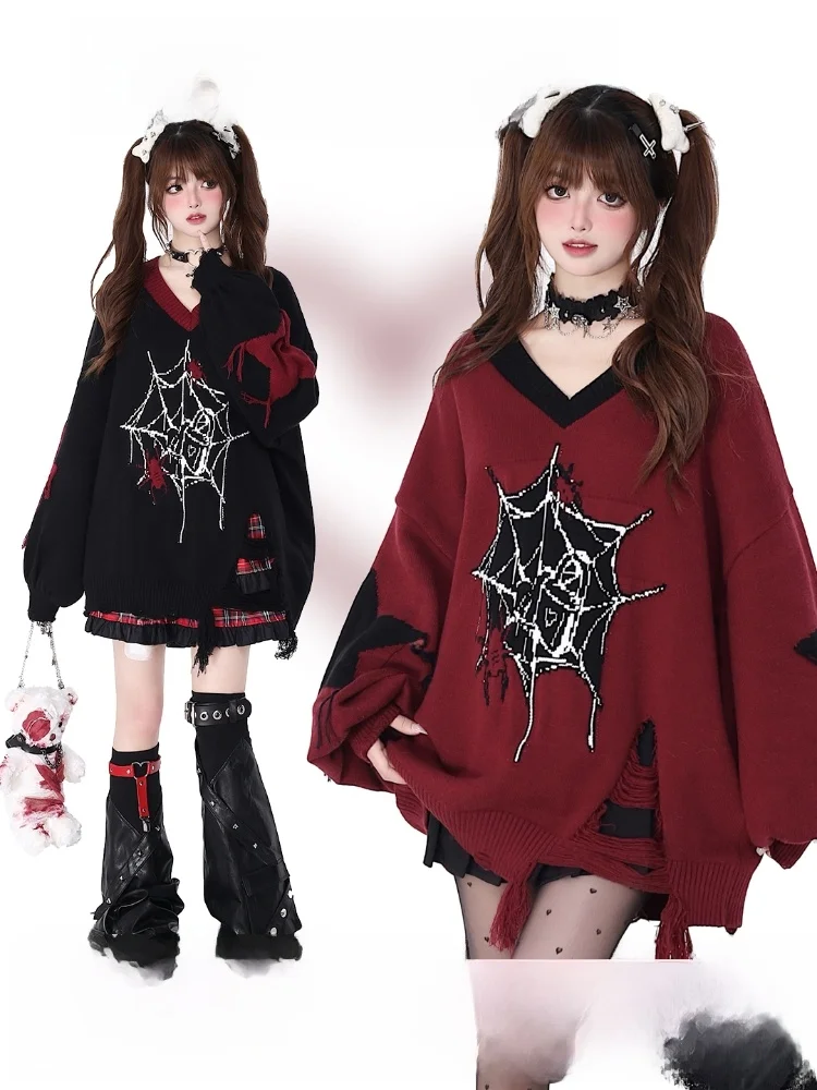 

Свободный вязаный свитер Crazygirl Pure Love Cycle 20, уличный свитер средней длины, зимний модный красный бл, новогодняя культура