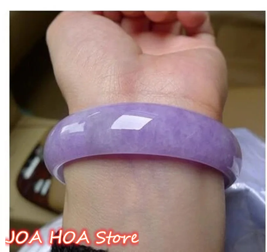 Natural Burmese Violet Hand Carved Jade Bracelet Jewelry