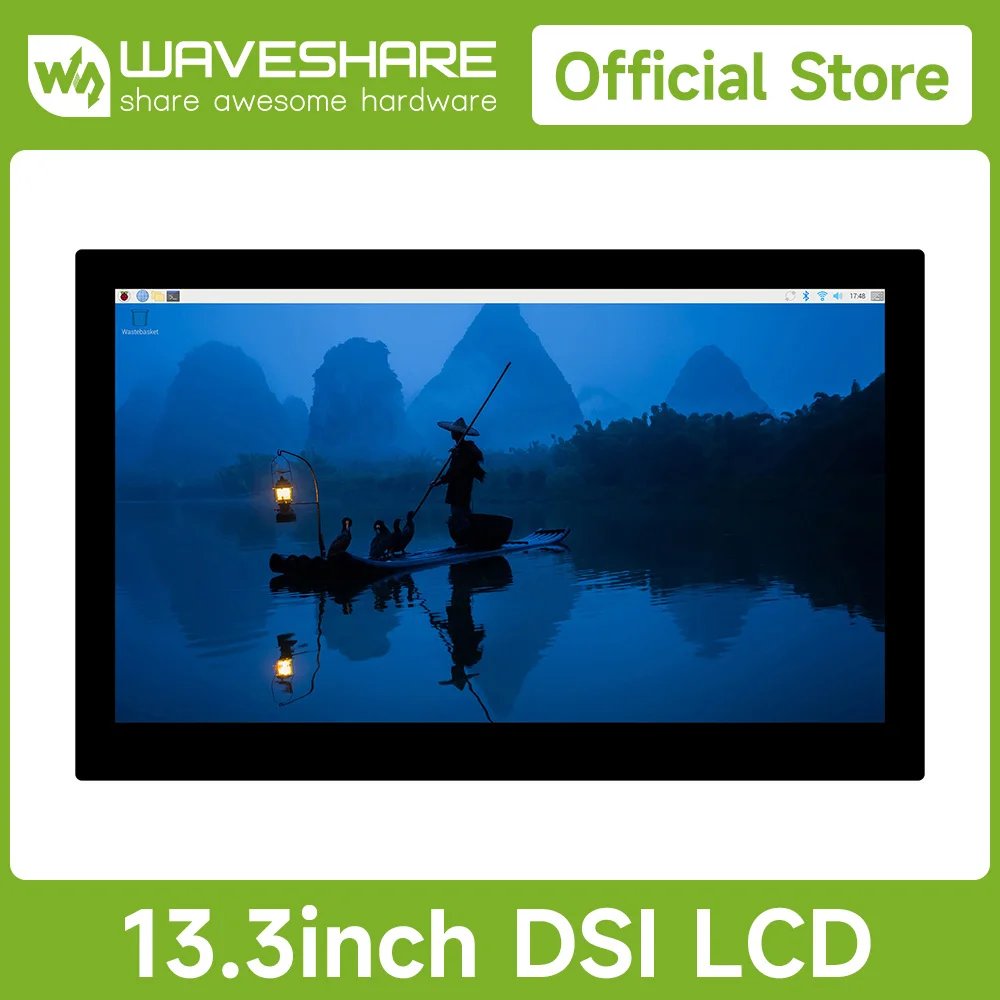 Waveshare 13.3inch High Resolution DSI Capacitive Touch Display,1920×1080, IPS,Toughened Glass Panel, DSI, Full Metal Back Panel