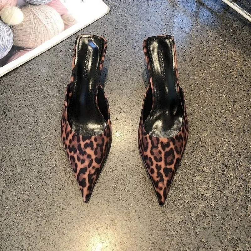

Women's Shoes 2025 New Closed Toe Women's Slippers Fashion Leopard Print Dress Summer Outdoor Best Seller Heels Women Zapatos