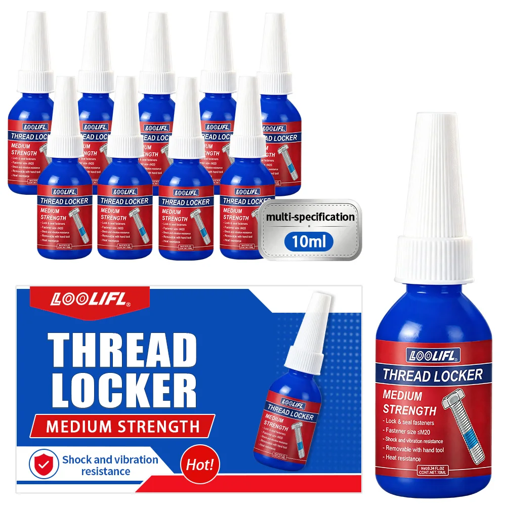 Blue Thread Locking Agent, Sealant, Low-Strength Removable Anaerobic Adhesive, Good Flowability, Anti-Loosening Sealant, Metal Bolt and Nut Fixing Adhesive, Low Viscosity Easy-To-Remove Screw Fixing Agent, Suitable for
