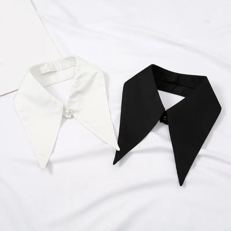 50LE Decorative Insert Lapel Collar Decorative Spread False Collar Solid Color Blouse