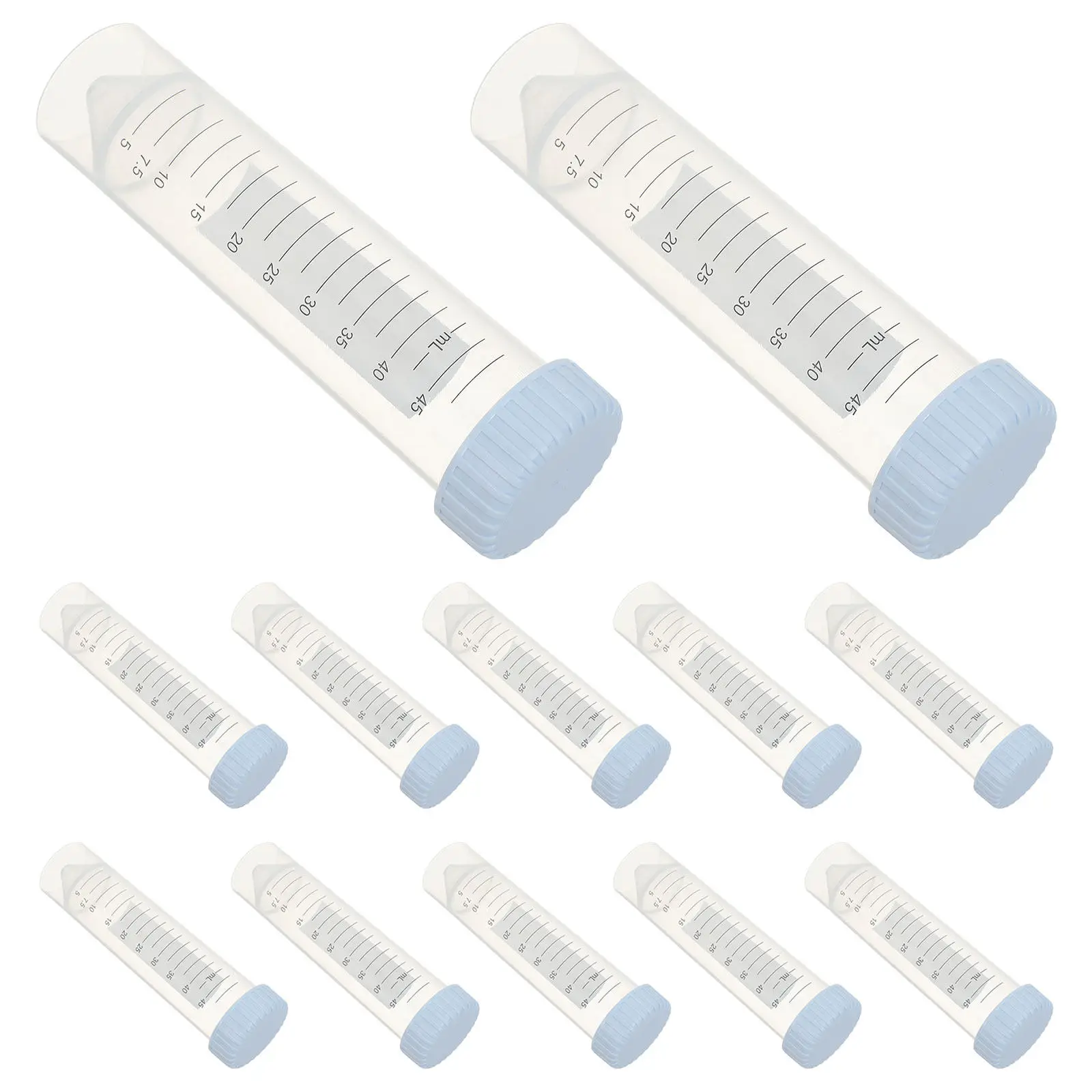 

25 шт. лабораторных центрифужных пробирок из прозрачного полипропилена с коническим завинчивающимся колпачком, герметичные, самонесущие, для образцов