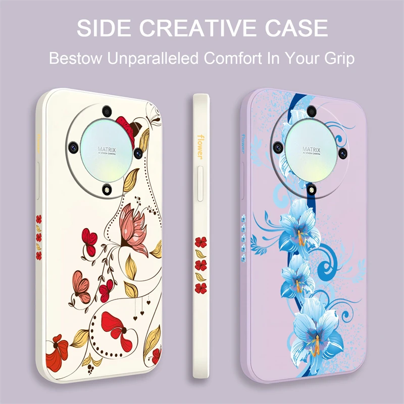 New Silicone Phone Case For Honor X9A Y7A Y7P 9X 20 Y9 Prime Y7 Pro 2019 Nove 5T Soft Cute Flowers Leaves Shockproof Cover Coque