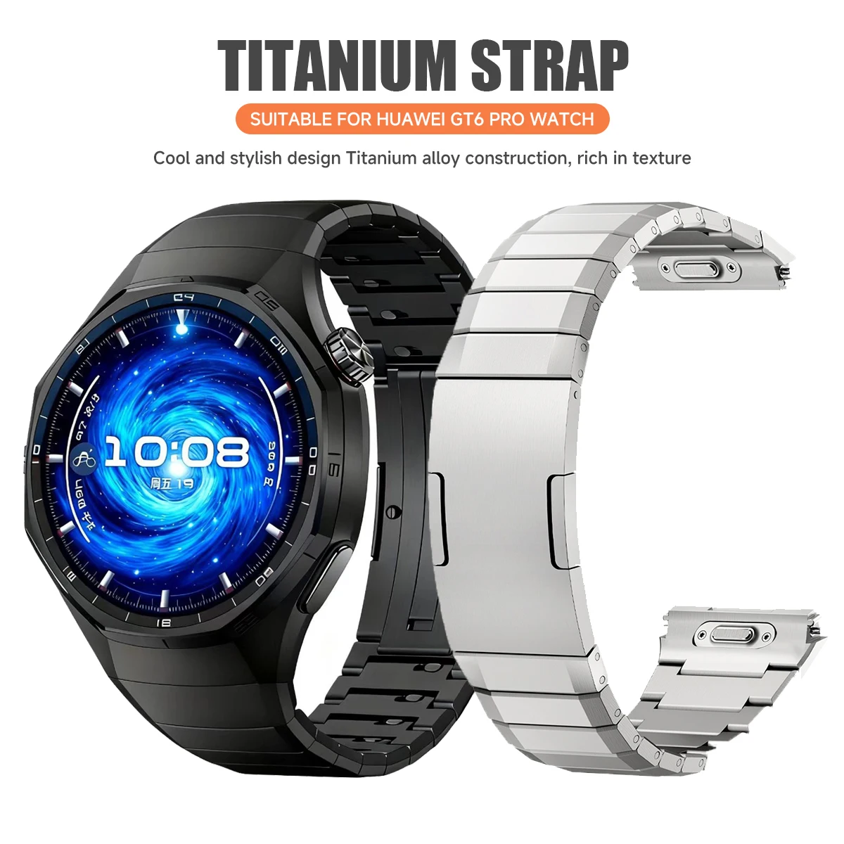 لا توجد فجوات حزام فاخر من سبائك التيتانيوم لساعة Huawei Watch GT 6 Pro سوار معدني لساعة Huawei Watch GT6 Pro Business Band Correa