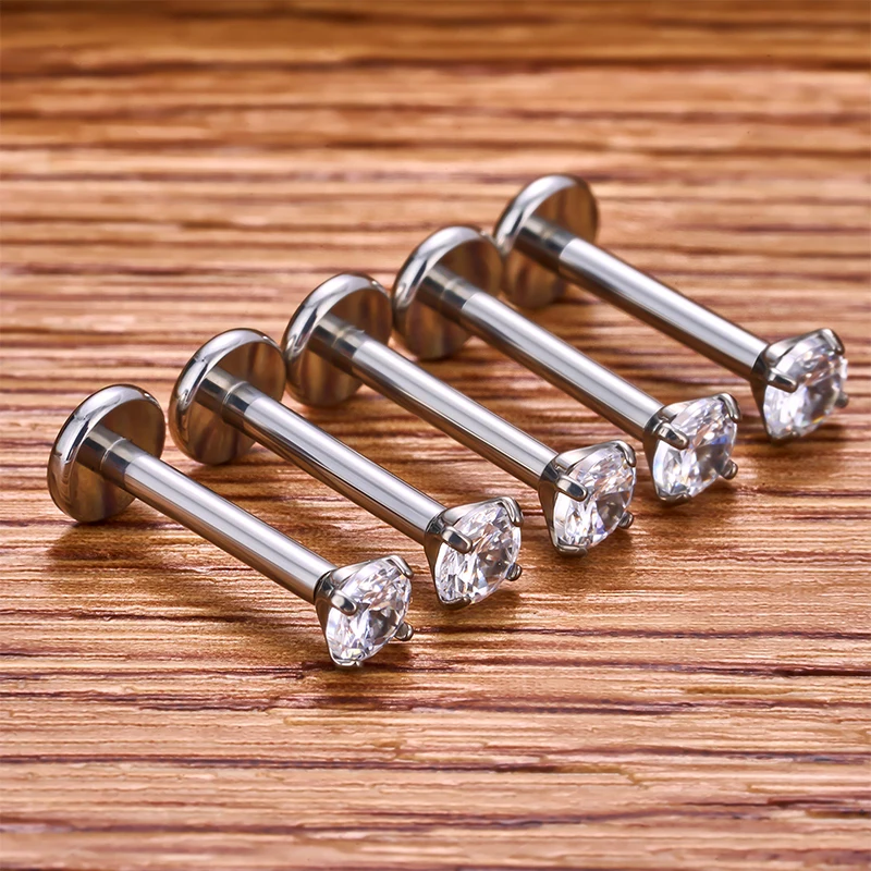G23 Titanium ASTMF136 2/4PC Piercing Labret Lip Internal thread Nasal Stud earrings For Women  Body Jewelry