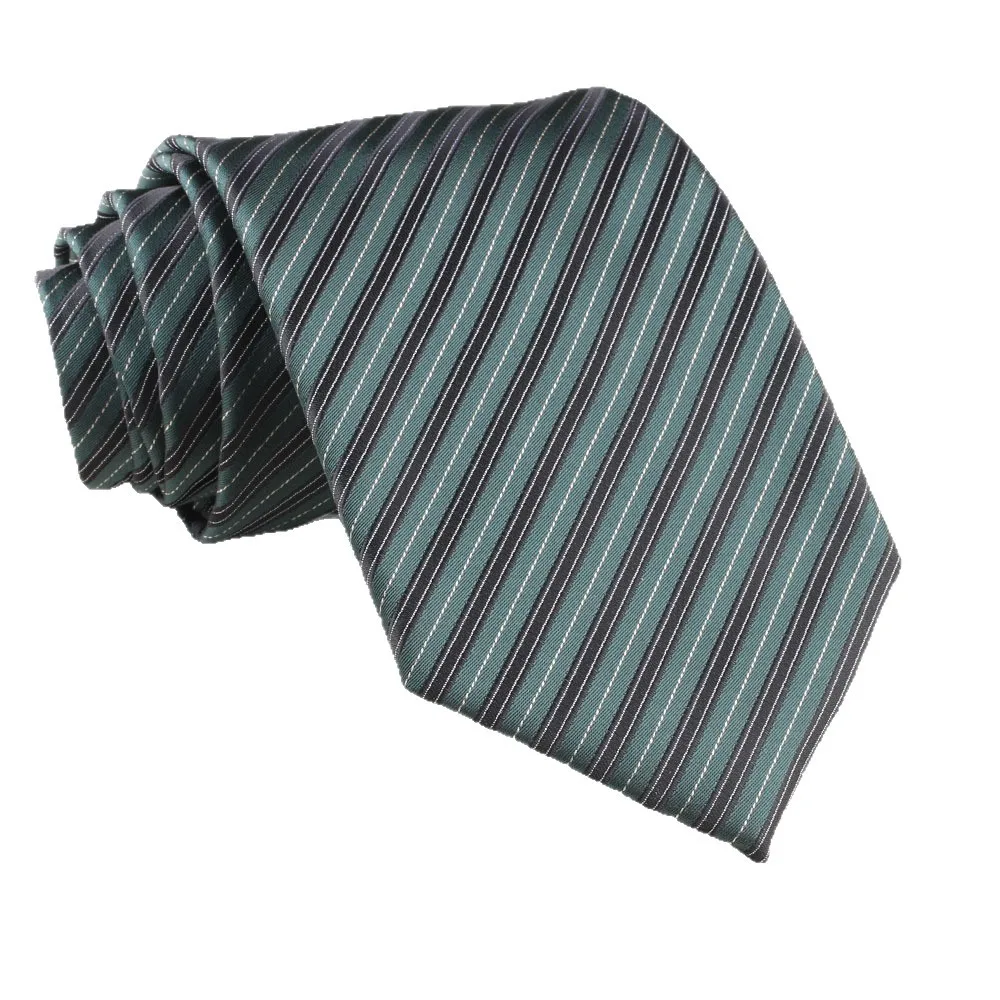 New 8CM Soft Polyester Jacquard Neckties Green Striped Paisley Neck Ties For Men Business Meeting Groom Shirt Accessories Cravat