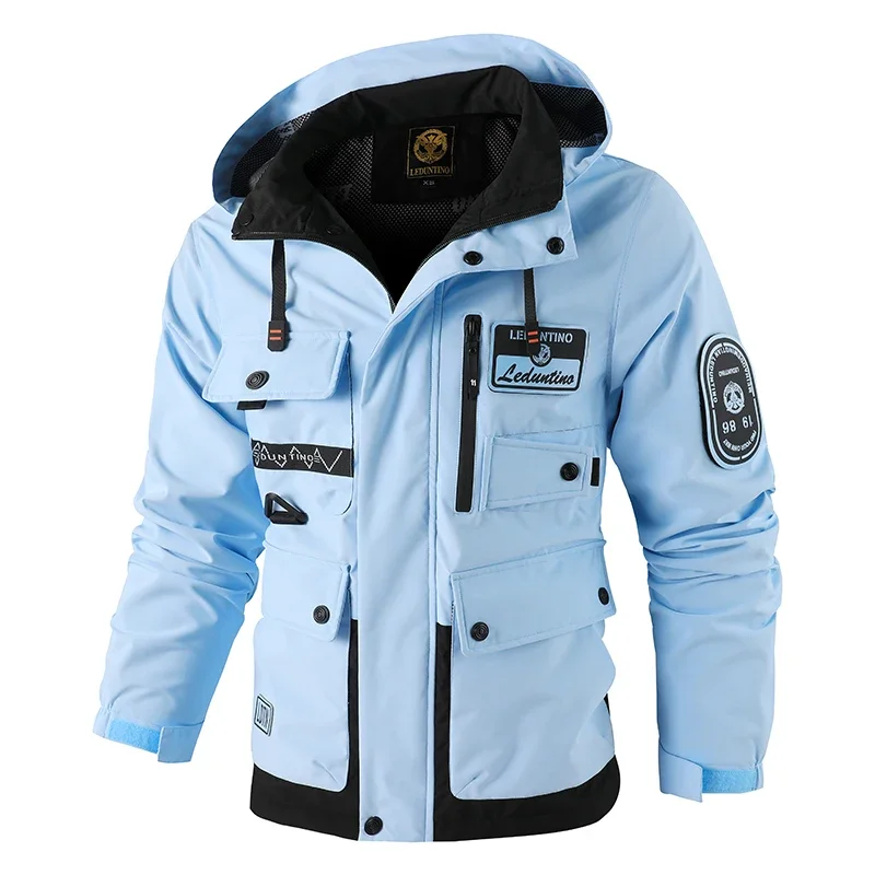 Outdoors Men Comfort Detachable Hat Solid Tops Spring Autumn Simplicity Windproof Casual Coat New Fashion Versatile Jacket Men