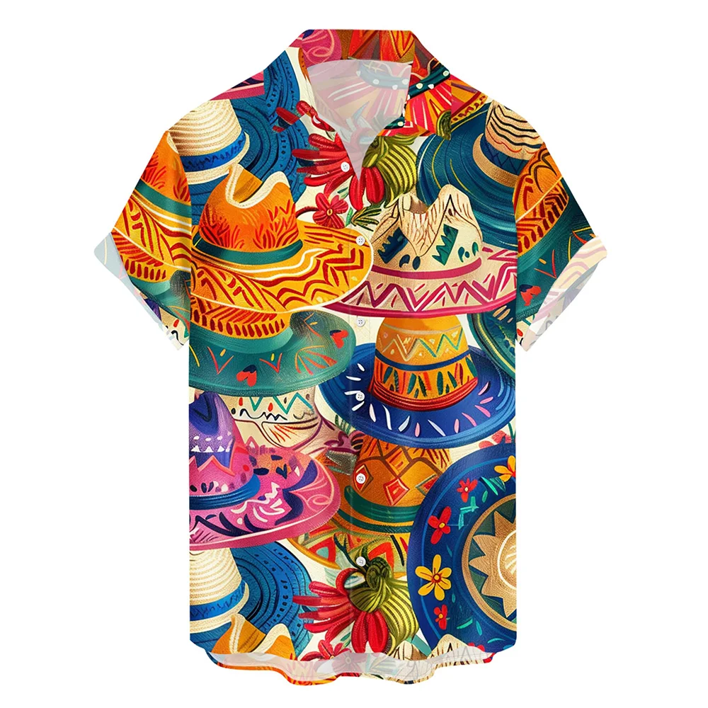 

2024 New Hawaiian Style Men's Casual Shirt Seaside Party Fashion Men's Short-sleeved Shirt Summer Outdoor Everyday Men's Shirt