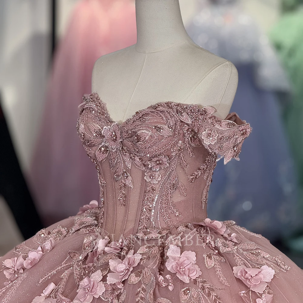 Abiti da principessa Quinceanera per ragazze con spalle scoperte Maniche ad aletta Perline Abiti per occasioni formali Appliques Vestido De 15 Personalizzato