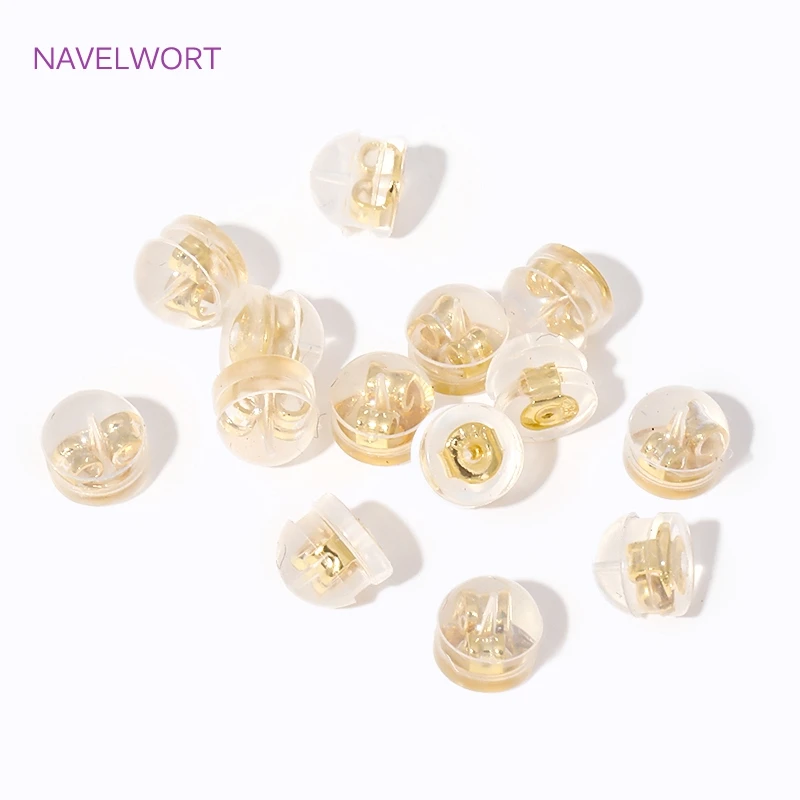 50Pcs 18K Gold Plated Rubber Ear Back Stoppers Hamburger Earring Back Stoppers,For Jewelry Making DIY Earring Making Accessories
