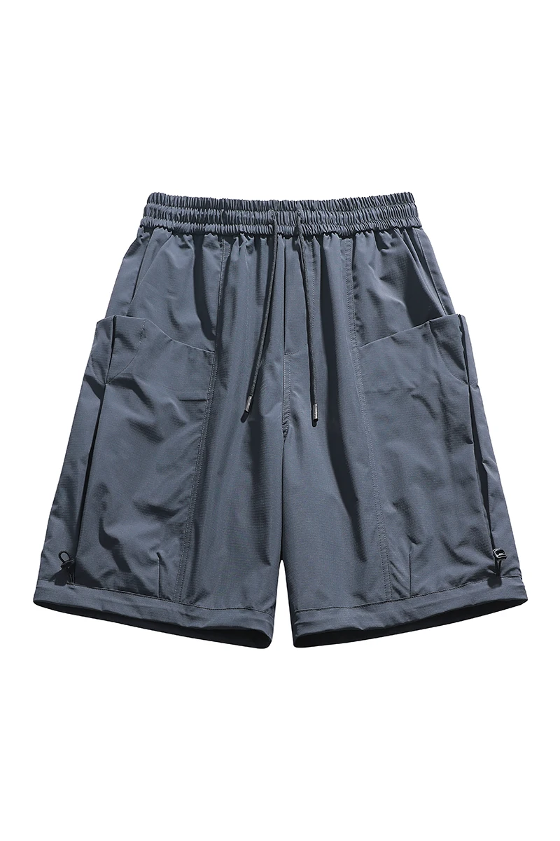 Summer Men's Cargo Shorts  Loose Fit Drawstring Waist Multi-Pocket 5/8 Length Casual Beach & Outdoor Wear for Daily & Sport Use