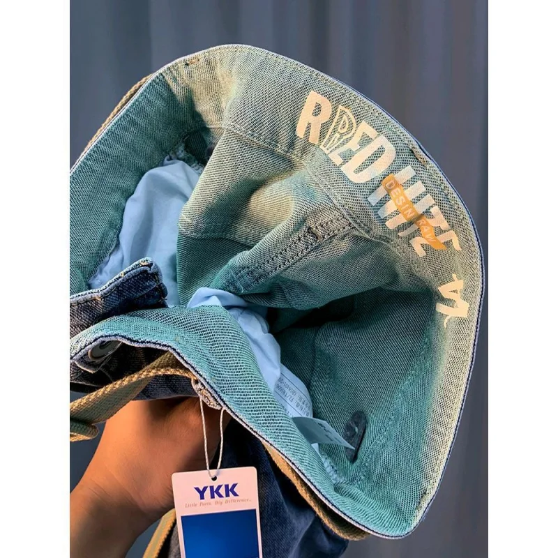 Denim Shorts For Men'S Summer New Thin And Fashionable Brand Printed Casual Straight Fitting Breathable Cotton Denim Pants