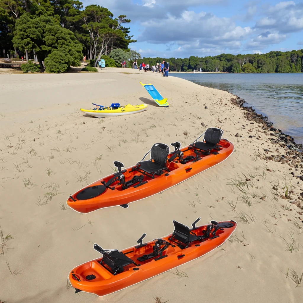 

Горячая распродажа: 14-футовый двухместный педальный каяк из HDPE пластика, 4 м в длину, для рыбалки и использования на реках.