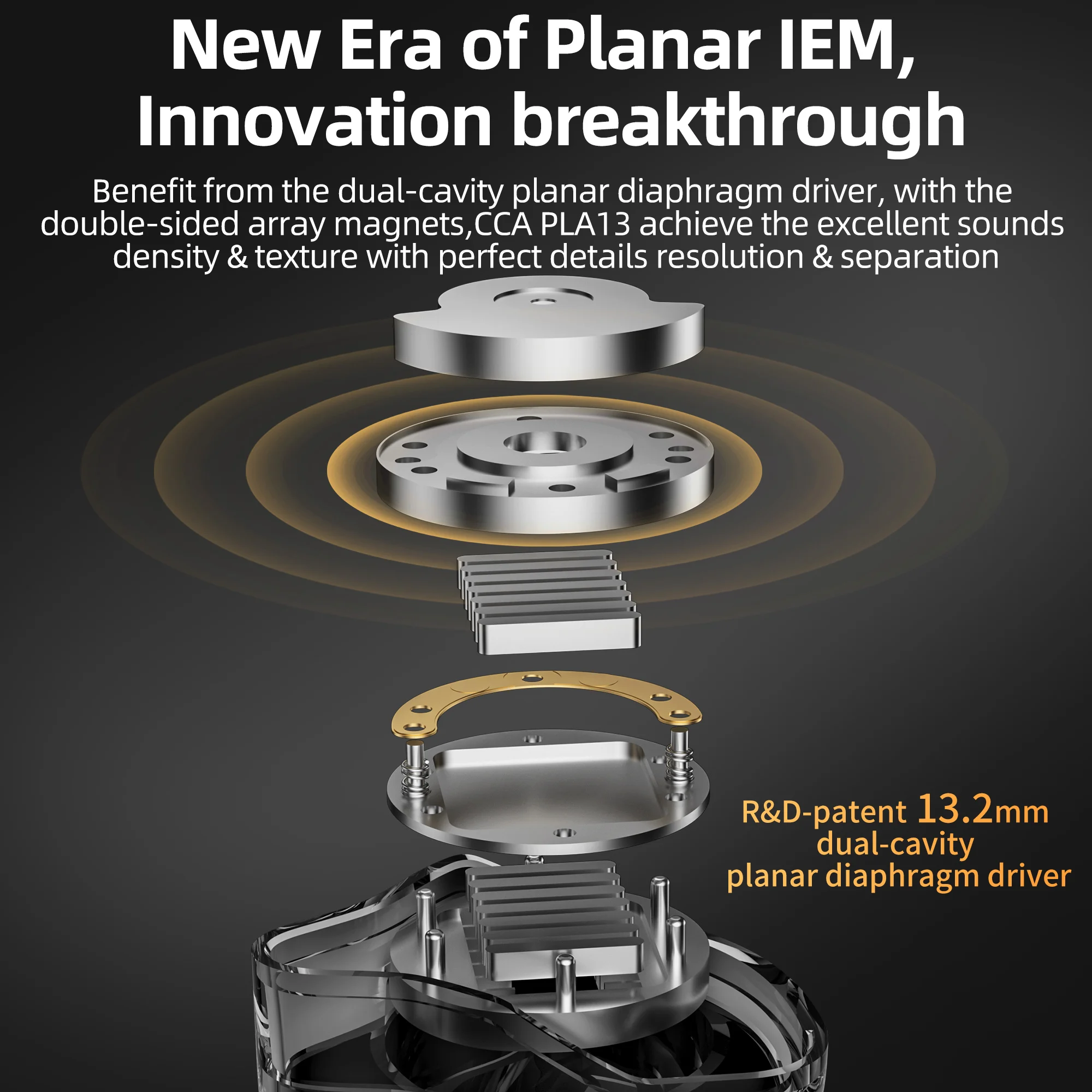 CCA PLA13ชุดหูฟังแบบมีสาย Orthodynamic Driver In Ear Monitor หูฟังหูฟังพร้อมไมโครโฟน HIFI Bass กีฬาหูฟัง